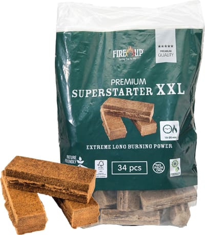 Fire-up Barbecue superstarter aanmaakblokjes - 68x - bruin - reukloos - niet giftig - BBQ