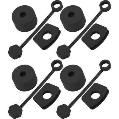 4 Stuks Siliconen Morsbestendige Stopper Set Tumbler Accessoires Inclusief Rietdeksel Vierkant Lek zwart