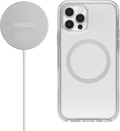 Draadloze Oplader geschikt voor iPhone 12 Pro Max + Siliconen Hoesje - Magnetisch - Wireless charger