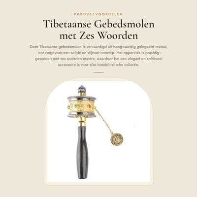Gebedsmolen Gemaakt van Hoogwaardig Gelegeerd Metaal - Boeddhistische Gebedsmolen - Zes Woorden Mantra - Slijtvast - Elegante Collectie - Fijn Vakmanschap - Boeddhistische Molen
