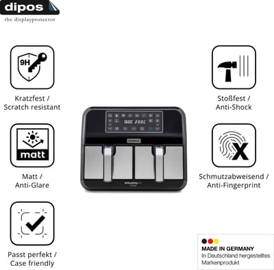 dipos – 2x Matte Pantserfolie geschikt voor Kenwood kHealthy Fry Twin | 9H Screenprotector