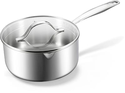BE Living RVS Steelpan Met Deksel - Ø 20 cm - Keramisch - Inductie Pan - PFAS Vrij Anti Aanbak - Sauspan - Essential Series