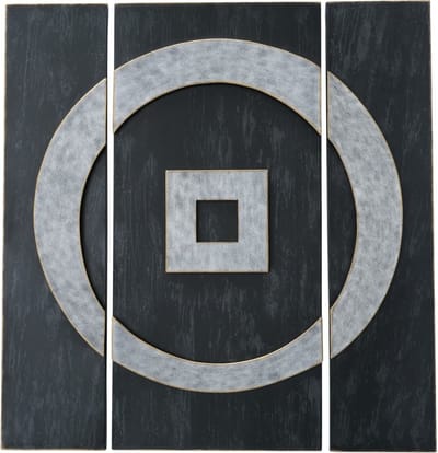 Wanddecoratie - Vierkant - 3d - 97x89x3cm. - Grijs - Zwart - Metaal - Boltze