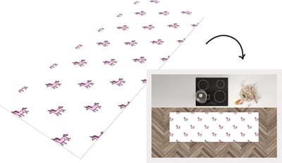Keukenloper - Loper keuken - Meisje - Unicorn - Roze - Patronen - 150x50 cm - Keukenloper vinyl