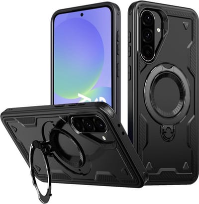Hoesje Geschikt voor Samsung Galaxy A36 - Armor hoes met Ringhouder - Arara backcover - Zwart