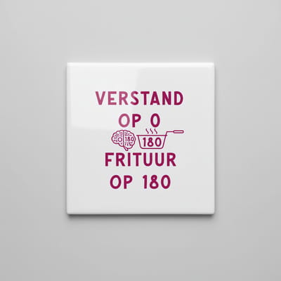 Verstand Op 0 Frituur Op 180 Tekst Decoratieve Tegel 15×15 cm – Grappige Keuken Wandtegel voor Huis & Cadeau Decor