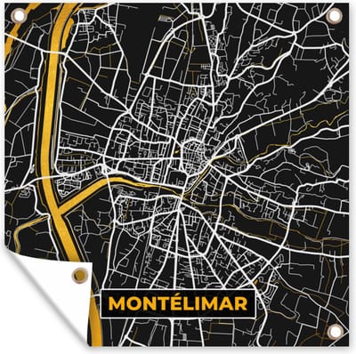 Tuin poster Kaart - Frankrijk - Stadskaart - Plattegrond - Montélimar - 200x200 cm - Tuindoek