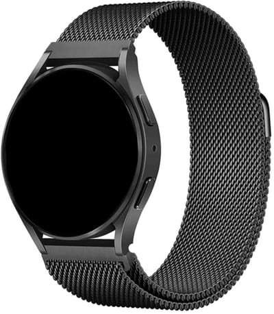 Innerlight® Milanese - Milanees Smartwatchbandje 20mm - Zwart - Milanees Horlogebandje met Magneetsluiting geschikt voor Samsung Galaxy Watch 7 / 6 / 5 / Pro / 4 / 3 / Active 2 - Polar Ignite / Unite – Huawei