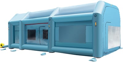 Opblaasbare Spuitcabine Blauw Werktent 8x4x3m Gemaakt van 210D Oxford-stof en PVC met Luchtpomp en Ventilatiesysteem voor Autospuitwerk, Buitenactiviteiten, enz.
