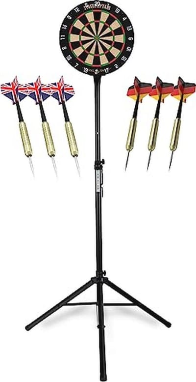 Professioneel Steeldarts Dartbord Compleet Set met Hoogteverstelbare Stand