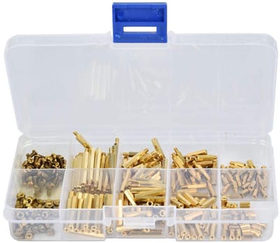 Allecto- Zeshoek Afstandsstuk - Messing Boutassortiment - 320 Stuks - Montage Constructie - Geschikt voor M2 - Kleur Goud .