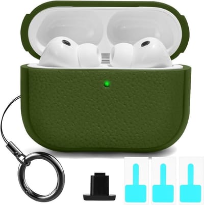 Beschermende TPU Hoes voor Airpods Pro 3 (2025) met Sleutelhanger, Schokbestendig en Draadloos Opladen - Army Groen, LED Indicator, Duurzaam en Stijlvol