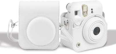 Allecto - Cheki Film Case - Mini 12 Camera Case - PU Leer met Schouderband - Jasmine White - Bescherming en Stijl - Geschikt voor Instax Mini 12 - ...