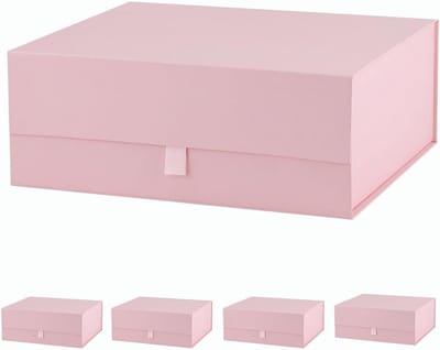 5x Luxe Rechthoekige Geschenkdoos Roze met Magnetische Sluiting - Cadeauverpakking Groot 35x29x10 cm