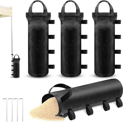 Allecto Plus - Set van 4 zandzakken voor partytent - Oxford doek - Met vaste nagels - Vulbaar - Gewicht voor tenten - Luifels - Gazebo accessoires