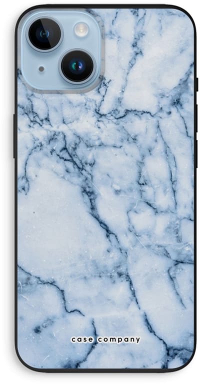 Case Company® - Hoesje geschikt voor iPhone 14 hoesje - Blauw marmer - Biologisch Afbreekbaar Telefoonhoesje - Bescherming alle Kanten en Schermrand