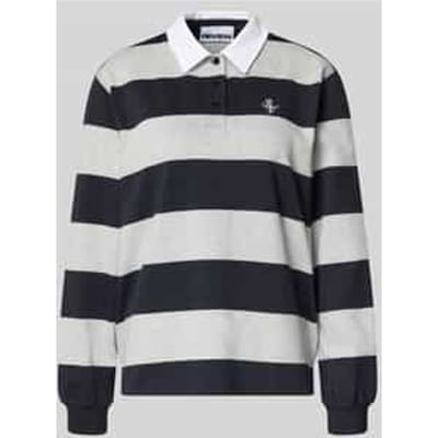 Poloshirt met lange mouwen met strepen en contrasterende knoopsluiting