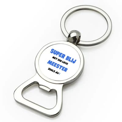 Akyol - super blij met een lieve meester zoals jij flesopener - Meester - de liefste meester - verjaardag - cadeautje voor meester - meester artikelen - kado - geschenk - collega's - 9 bij 3 cm