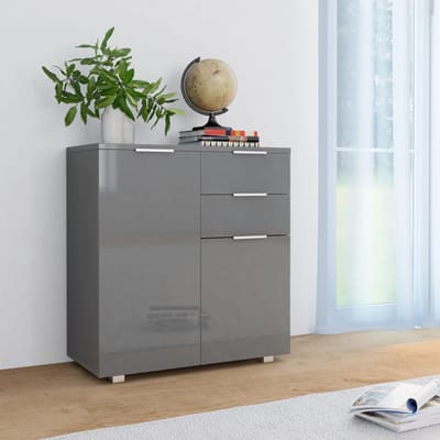 vidaXL - Dressoir - 71x35x80 - cm - spaanplaat - hoogglans - grijs