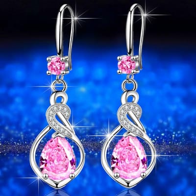 Imitatie Zilveren Oorbellen Koreaanse Versie Multicolor Oorsieraden Nieuwe Glanzende Zirkonia Medium en Lange Waterdruppel Oorbellen