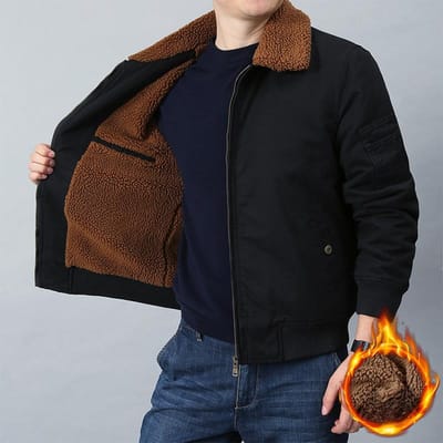 Nouvelle veste d'hiver en velours épais pour hommes, manteau d'extérieur décontracté en coton pur pour hommes d'âge moyen et âgés 4XL black