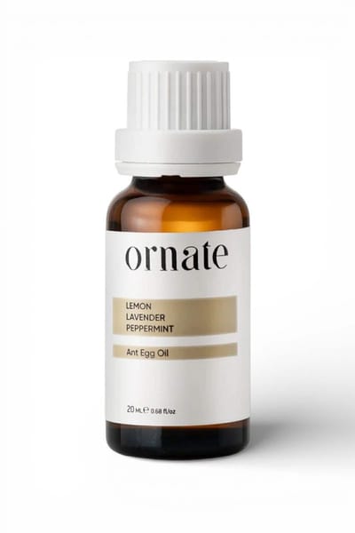 ORNATE Olie Tala Ant Egg Oil Verzorgingsolie met Mierenei - Ontharingsolie ongewenste haargroei verwijderen unisex - Lemon, Lavender & Peppermint 20 ml