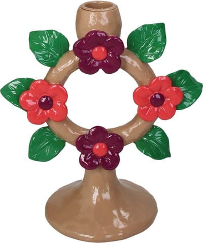 HD Collection Kaarsenhouder Bloemen Polyresin 17x9,9x19cm
