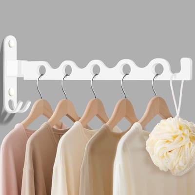 kledinghaken, wandkledingrek, klaphaak, wandhaak, balkon, kledinghaak voor bijkeuken, slaapkamer, badkamer (wit)
