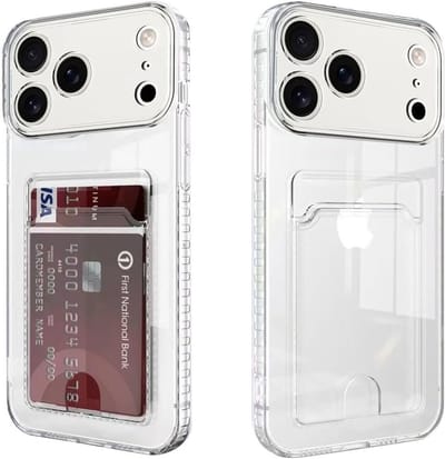 Hoesje Geschikt voor iPhone 17 Pro Max hoesje met pasjeshouder transparant Shock proof case met Kaarthouder - iPhone 17 Pro Max hoesje transparant - iPhone 17 Pro Max pasjeshouder hoesje - Kaarthouder - Hoesje