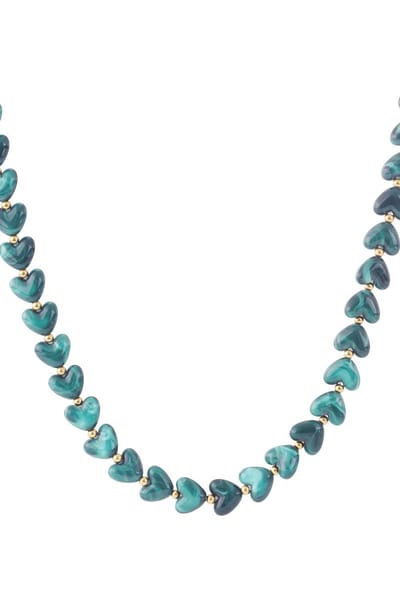 Bijoutheek Collier Hart Kralen Blue Zircon