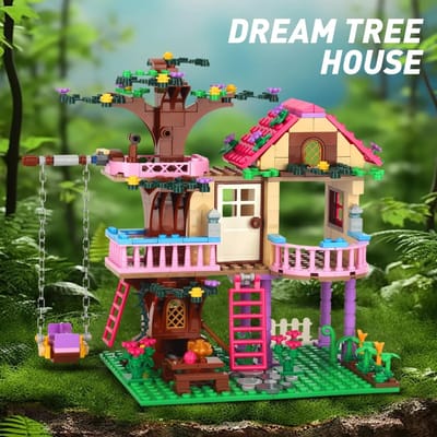 NIEUWE Fantasy Boomhut Bouwstenen Set Creatief Cadeau voor Kinderen Verjaardag Kerstcadeaus met Montageblokken with box brown
