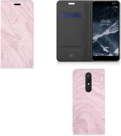 Nokia 5.1 (2018) Standcase Marble Pink - Origineel Cadeau Vriendin