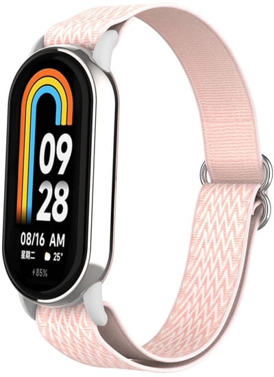 Nylon bandje - geschikt voor Xiaomi Mi Band 10 / 9 / 8 / Xiaomi Smart Band 10 / 9 / 8 - gespsluiting - roze