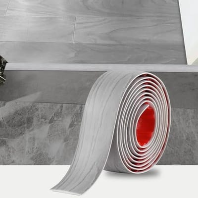 Venezia Overgangsstrip 2M voor Laminaatvloeren - Zelfklevend PVC en Vinyl, 4 cm Grijs/Wit