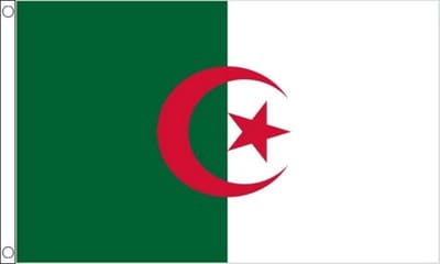 Scoby - Algerijnse Vlag - Algerian Flag - Algerije - 90x150cm - Original Colors - Strong Quality - Inclusief Bevestigingsringen