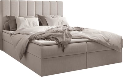 InspireME Boxspring Bed 01 - Bed - Comfortabel topmatras - Met hoofdeindeTot 300KG - Opbergruimte - 140x200 Trinity 32 - Zilver