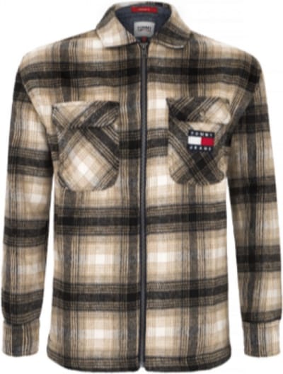 Tommy Hilfiger Overshirt heren| Zwart- beige geblokt | S