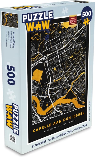 Puzzel Stadskaart - Capelle aan den IJssel - Goud - Zwart - Legpuzzel - Puzzel 500 stukjes - Plattegrond