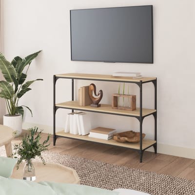 vidaXL - Boekenkast - 100x33x70,5 - cm - bewerkt - hout - en - staal - sonoma - eiken