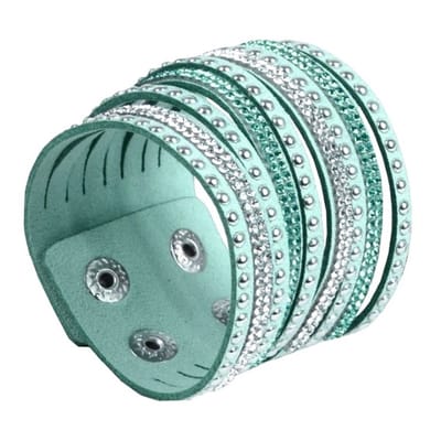 Fako Bijoux - Armband - Breed - Strass - Mintgroen