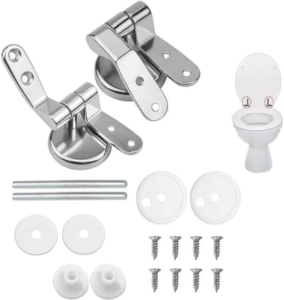 TOVBMUP Toiletdekselscharnieren - Zinklegering scharnieren met schroefbevestiging - Universele toiletdeksels - 1 paar - Zilver