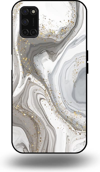 Smartphonica Telefoonhoesje geschikt voor OPPO A52 / A72 4G / A92 met marmer opdruk - TPU backcover case marble design - Zilver geschikt voor Oppo A52;Oppo A72;Oppo A92