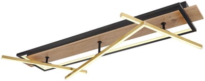 Plafondlamp Zwenkbaar/kantelbaar LED 1x spot Messing houtlook