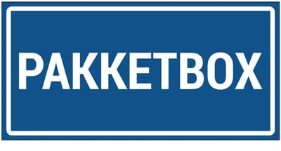 Pakketbox bord - blauw wit | gecoat dibond materiaal | 20 x 10 cm