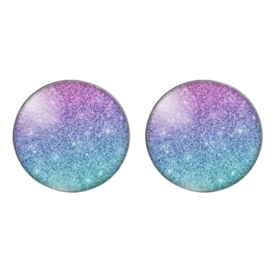 Clip oorbellen -2 cm -Madison -blauw roze- geen gaatje- Charme Bijoux