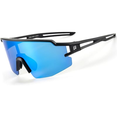 Rockbros Polarized Cycling Glasses with UV Protection and Corrective Insert Blue Lenses - Black