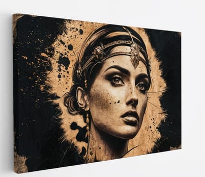 Saammp Canvas Schilderij - Arabische Vrouw - abstract - Goud - 30x20 - Foto op canvas - Wanddecoratie - Muurdecoratie Woonkamer - Slaapkamer decoratie - Canvas Print