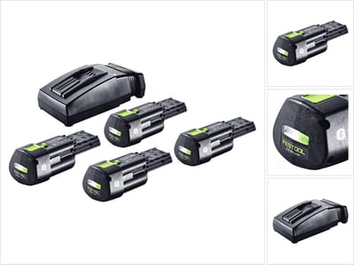 Festool energieset 4x BP 18 Li 3,0 Ergo I accu 18 V 3,0 Ah / 3000 mAh Li-Ion ( 4x 577704 ) + TCL 6 oplader ( 201135 )