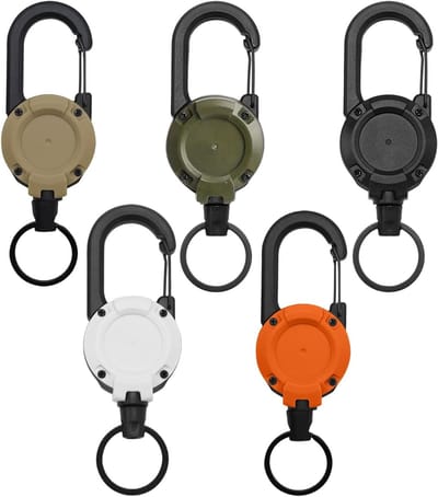 Vijf Stuks Uittrekbare Badge Reel met Stevige Lanyard en 53,6 Inch Stalen Koord voor Sleutels en ID Kaarten, Ideaal voor Buitenactiviteiten