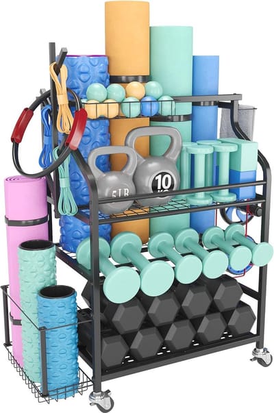 Halterrek voor Kettlebell en Home Gym - Opberghouder voor Yogamat, Schuimroller en Trainingsaccessoires
